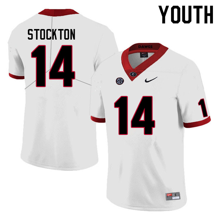 Georgia Bulldogs Youth Gunner Stockton #14 White Anniversary Stitched College UGA Football Jersey 23VV015JC